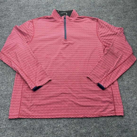 Greyson Other - Greyson Mens XXL Red Pink Geometric Chevron 1/4 Zip Golf Pullover Long Sleeve